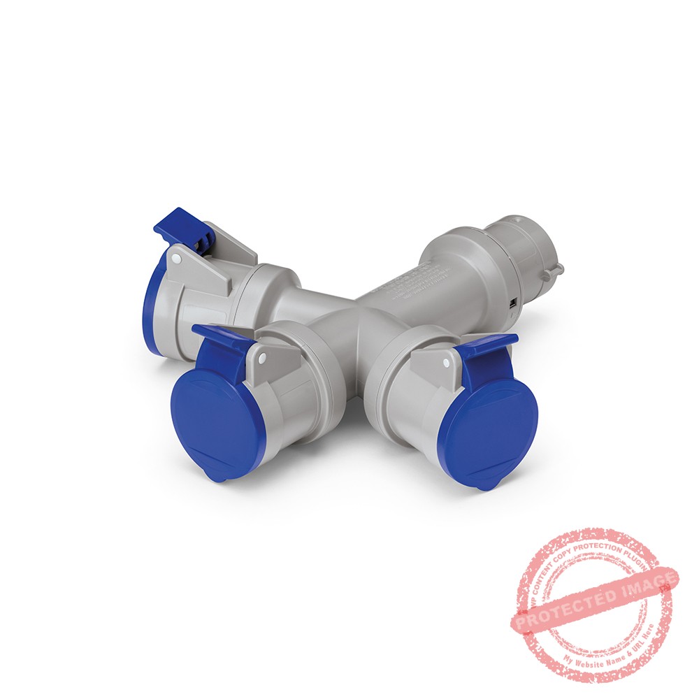 Adaptador multiple IN: enchufe OUT: 3 tomacorrientes 2X16A +T250V IP44 6H