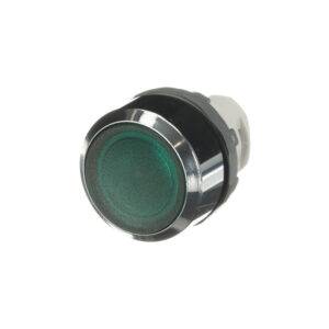 Cabeza para pulsador luminoso rasante verde 22mm plástico cromado