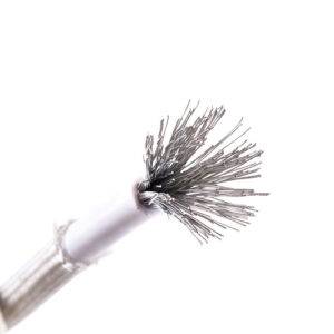 Cable silicona con fibra de vidrio estañado 1x1.5mm2, 500V 180°C, blanco, x rollo