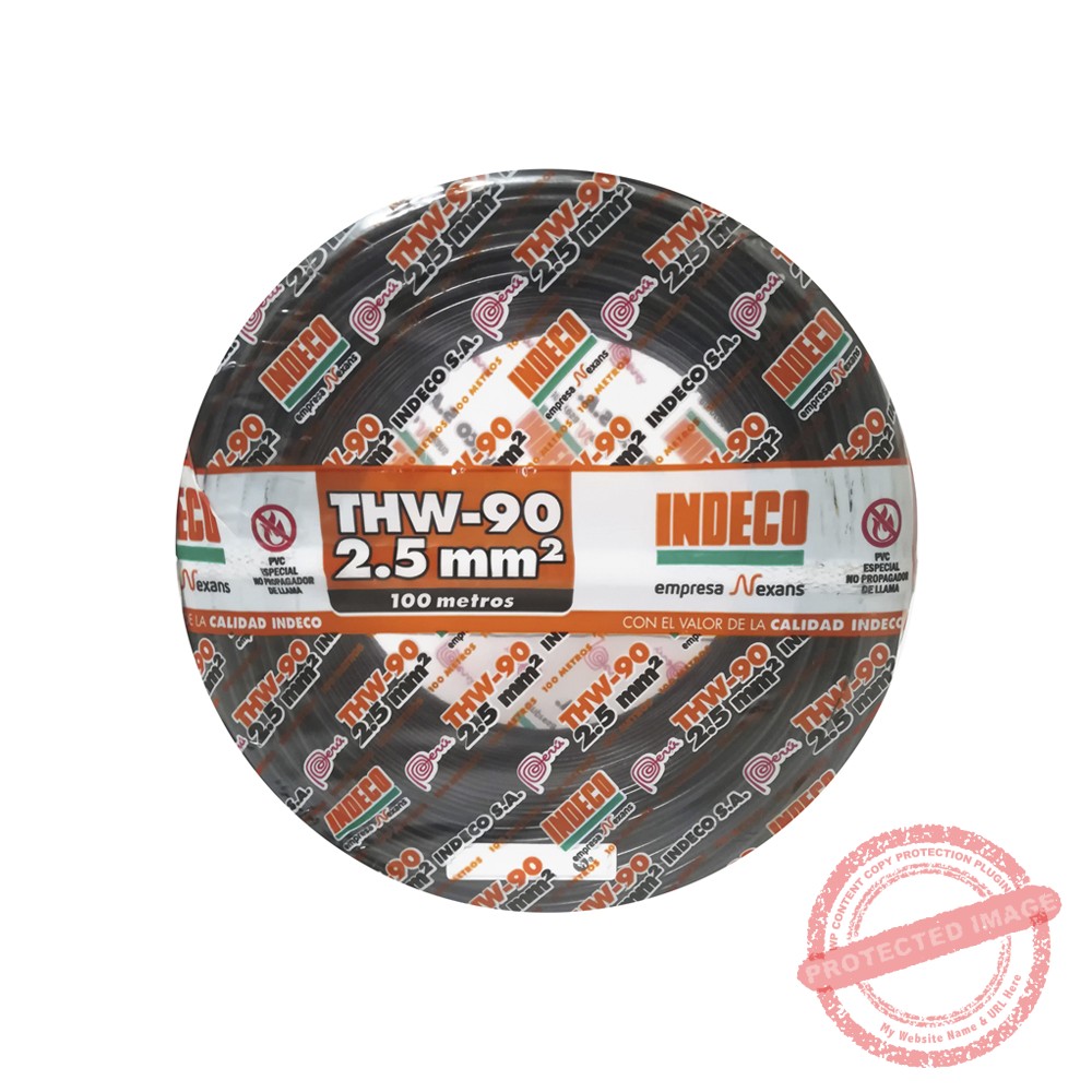 Cable THW 2.5mm2, 750V aislamiento PVC negro, clase 2, x rollo