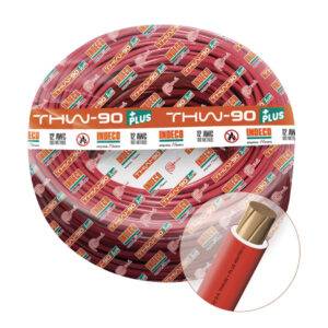 Cable THW-90+Plus 12AWG 750V aislamiento PVC rojo, clase 2, x rollo