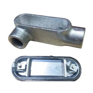 Caja Condulet hierro tipo LR 3/4¨, tapa+empaque, galvanizado en caliente, UL