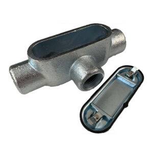 Caja Condulet hierro tipo T 3/4¨, tapa+empaque, galvanizado en caliente, UL