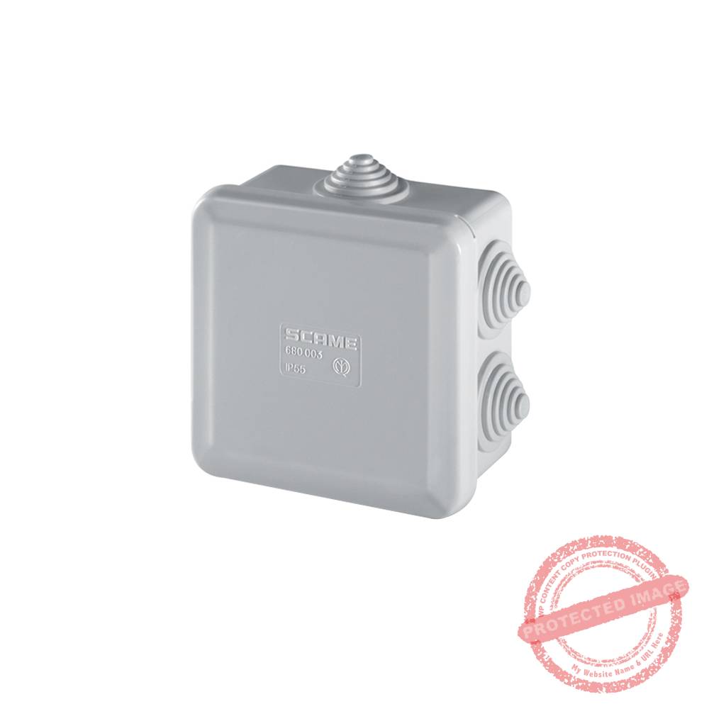 Caja de derivación PVC 80x80x40mm con 7 pasacables PG16 IP55