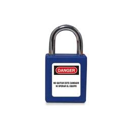 Candado con aro metálico L=25mm color azul