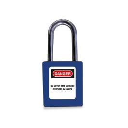 Candado con aro metálico L=38mm color azul