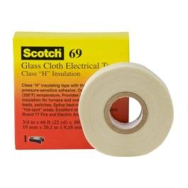 Cinta fibra de vidrio con adhesivo Scotch 69 3/4" x20m 180°C