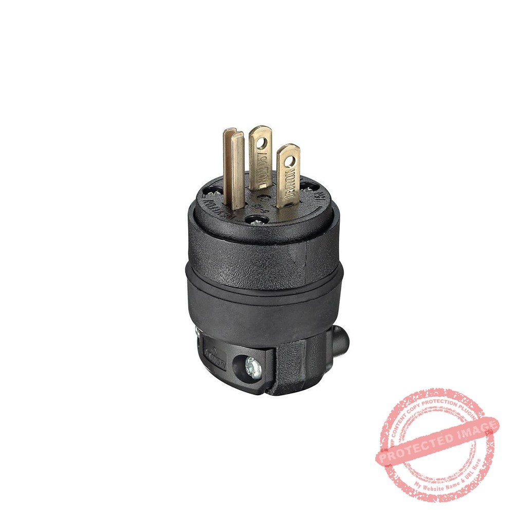 Enchufe plano 2x15A+T 125/250V NEMA 5-15P caucho negro