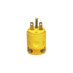 Enchufe plano 2x15A+T 250V NEMA 6-15P PVC amarillo