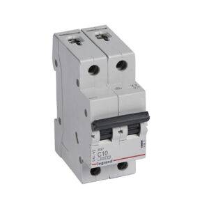 Interruptor termomagnético 2x10A 10/6kA 230/440V tipo C DIN RX3