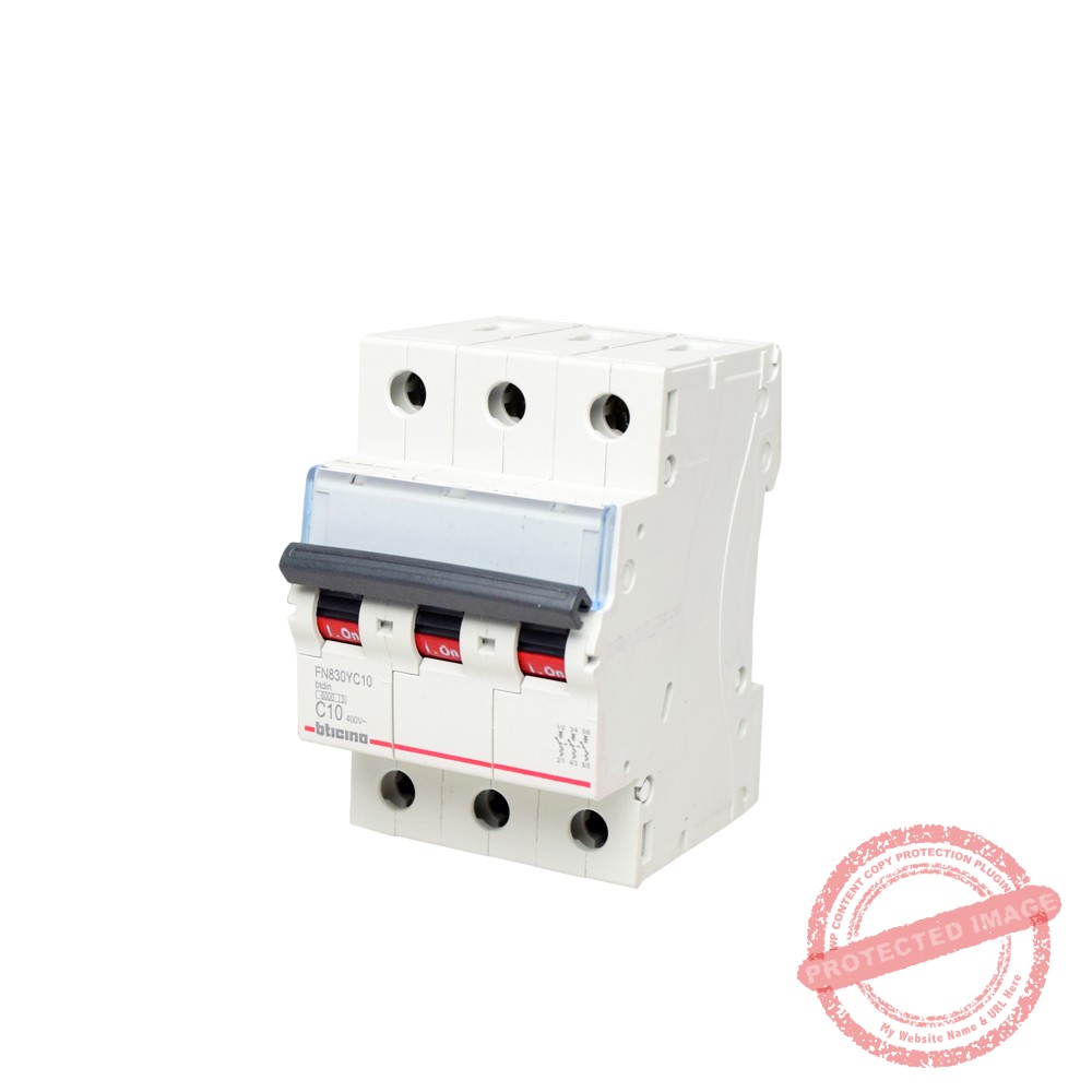 Interruptor termomagnético 3x10A 10/6kA 220/440V tipo C DIN BTDIN