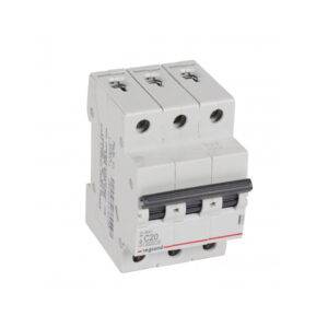 Interruptor termomagnético 3x20A 10/6kA 230/440V tipo C DIN Rx3