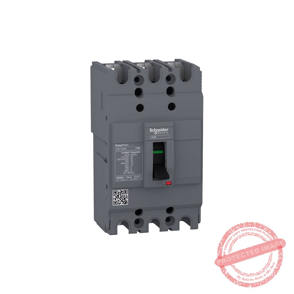 Interruptor termomagnético fijo 3x80A 25/18/10kA 240/380/440V EZC100