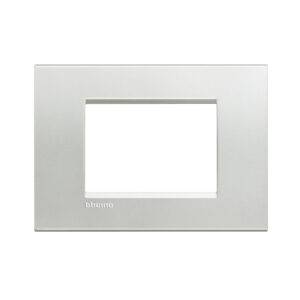 Placa de metal 3 módulos rectangular plata Living-Light