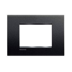 Placa de tecnopolímero 3 módulos rectangular negro antracita Living- Light