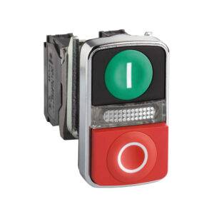 Pulsador doble luminoso c/LED 220VAC con block NA+NC