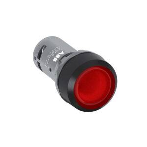 Pulsador luminoso rasante LED rojo 22mm LED 230VAC c/block 1NC