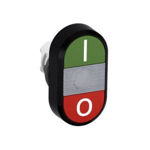 Pulsador no luminoso doble verde/rojo 22mm NA+NC plástico negro