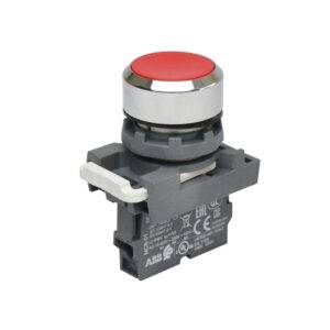 Pulsador no luminoso rasante rojo 22mm 1NC plástico cromo