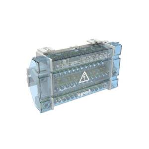 Repartidor de barras escalonadas tetrapolar de 160A con 10 módulos.