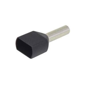 Terminal doble aislado 2x16AWG (2x1.5mm2) negro x100und