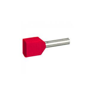 Terminal doble aislado 2x18AWG (2x1mm2) rojo x100und