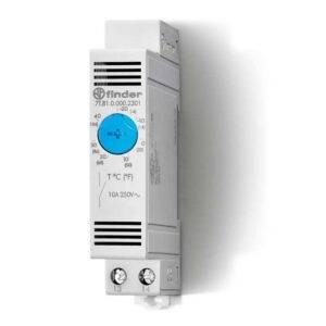 Termostato para ventilador, -20/+60 °C. In 10A, 250VAC, 1 contacto NA, rango de temperatura