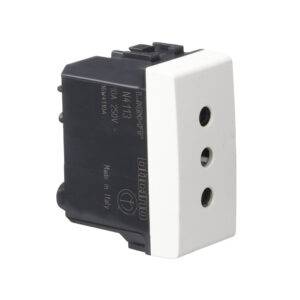 Tomacorriente 2X10A+T 250V p/espiga redonda 1 módulo alvéolos protegidos