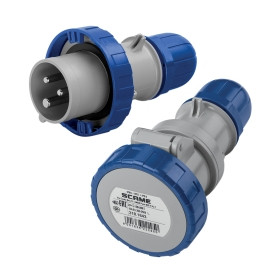 Tomacorriente aéreo + enchufe industrial 2x16A+T 250V IP67 6h Optima