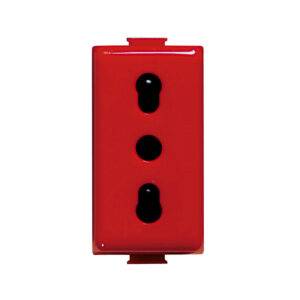 Tomacorriente bipaso 2x16A+T 250V 1 modulo rojo matix