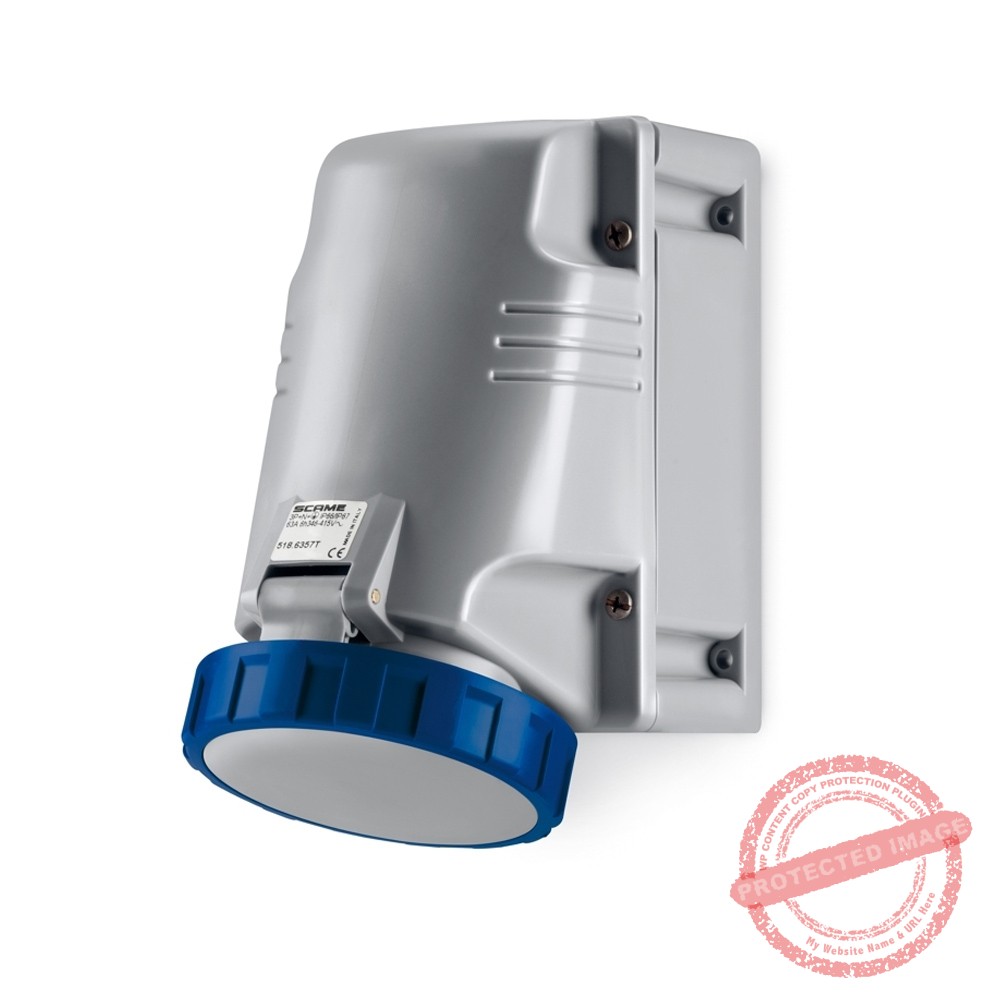 Tomacorriente p/adosar industrial 2x63A+T 250V IP67 6h Optima