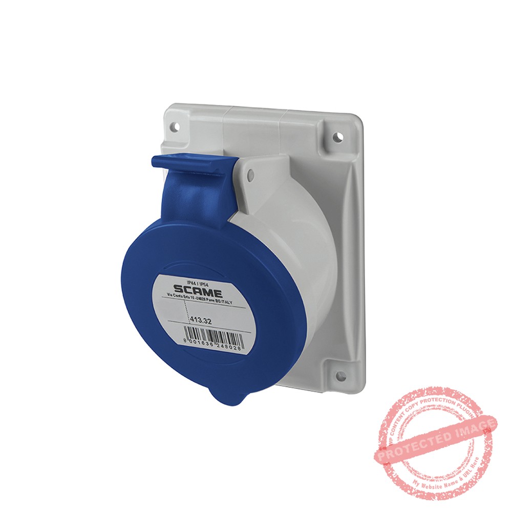 Tomacorriente p/empotrar inclinado 2x32A+T 250V IP44 6h Optima