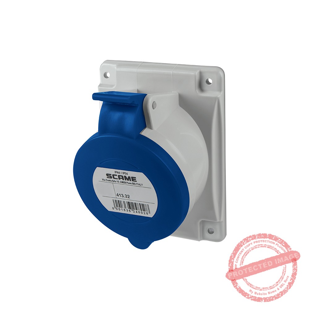 Tomacorriente p/empotrar inclinado 3x32A+T 250V IP44 9h Optima