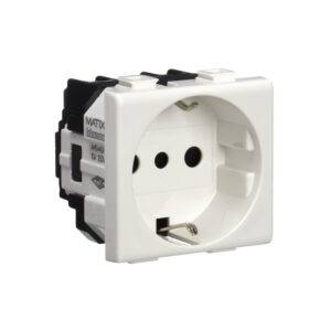 Tomacorriente p/empotrar Schuko 2 módulos blanco Matix
