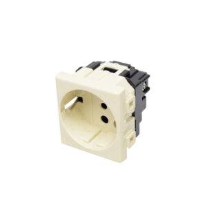 Tomacorriente p/empotrar Schuko 2x16A+T 250V 2 módulos marfil Matix