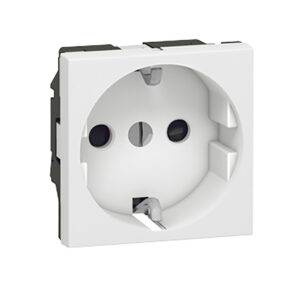 Tomacorriente p/empotrar Schuko c/tornillo 2 módulos blanco Mosaic
