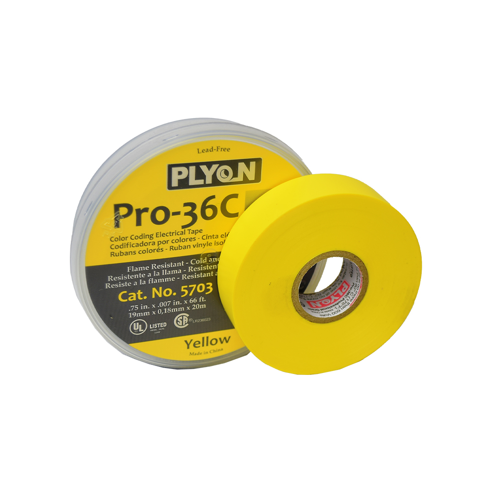 cinta-aislante-vinilica-pro-36-3-4x20mts-amarillo.jpg Cinta aislante vinílica Pro-36 3/4x20mts amarillo - Imagen 1