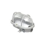 Fanal ovalado claro blindado 100W E27 con rejilla metálica simple