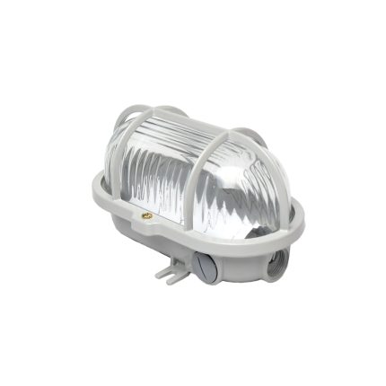 Fanal ovalado claro blindado 100W E27 con rejilla metálica simple