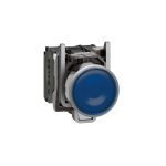 Pulsador luminoso rasante azul 22mm 24VAC/DC NA+NC